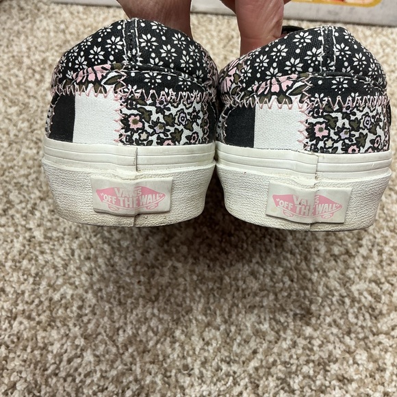 Vans Slip-On Sneakers in Black and White Floral Checkerboard - Picture 6 of 9